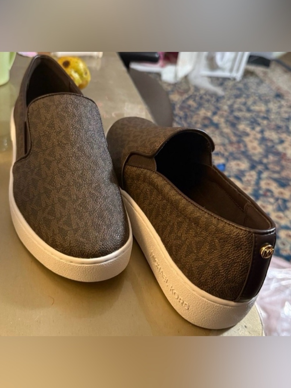 Michael Kors women's Brown MK Monogram Slip-On Sneakers